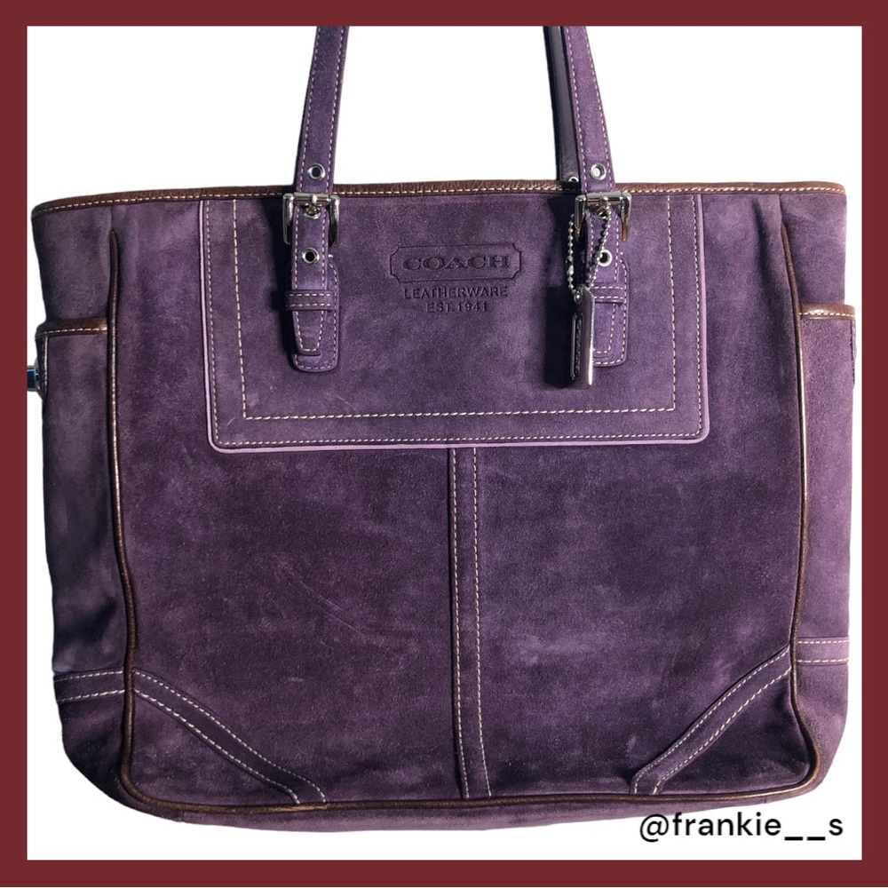 Coach - Purple Suede and Leather Purse/Book Tote